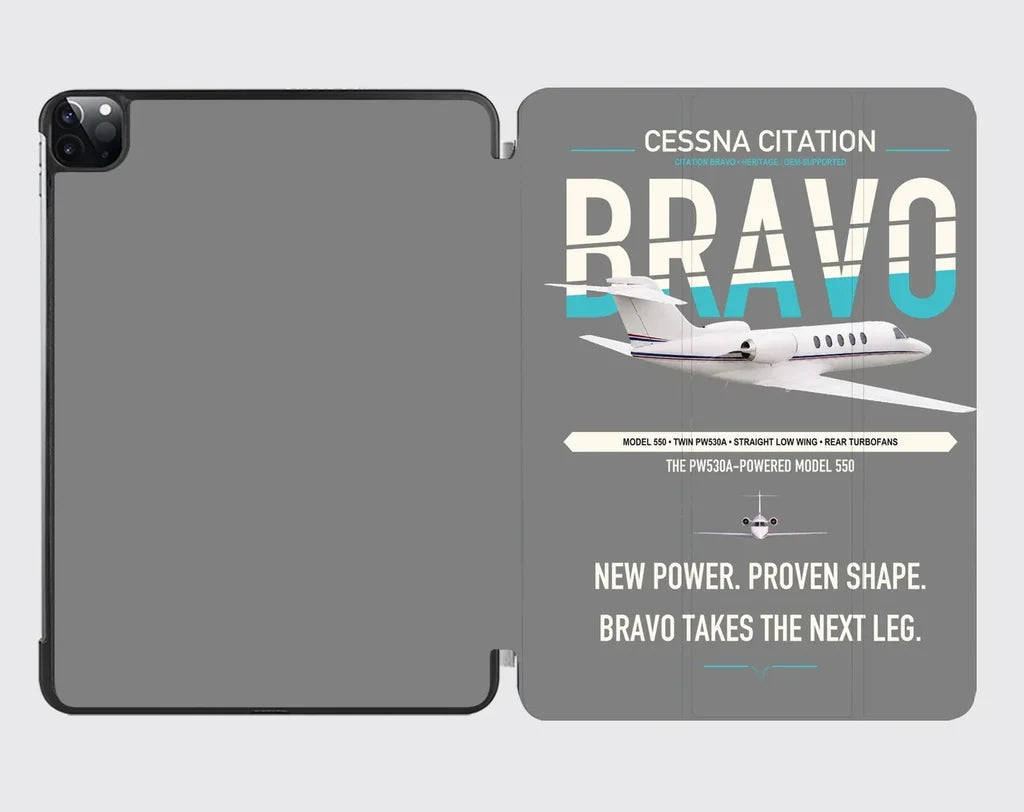 Cessna Citation Bravo design on gray ipad tablet case