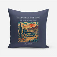 Thumbnail for VINTAGE G4151 - The Desert Mail Stop - Designed Pillows design on navyblue