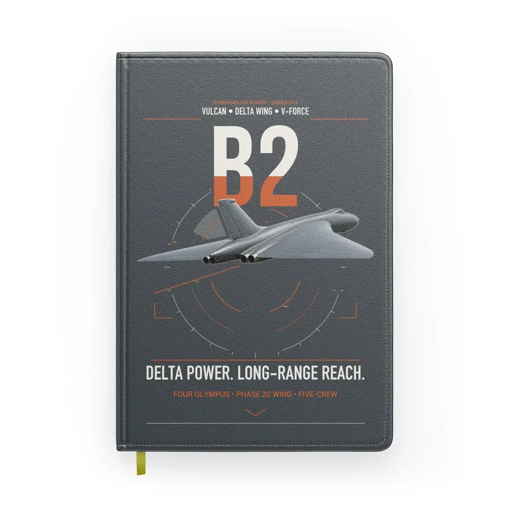 Avro Vulcan B2 design on gray notebook