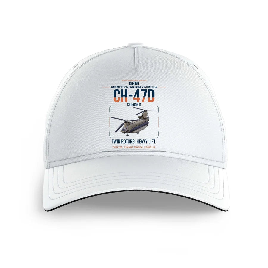 Boeing CH-47D design on white printed hat
