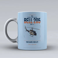 Thumbnail for Bell 205A-1++ design on light blue ceramic mug, double-side print