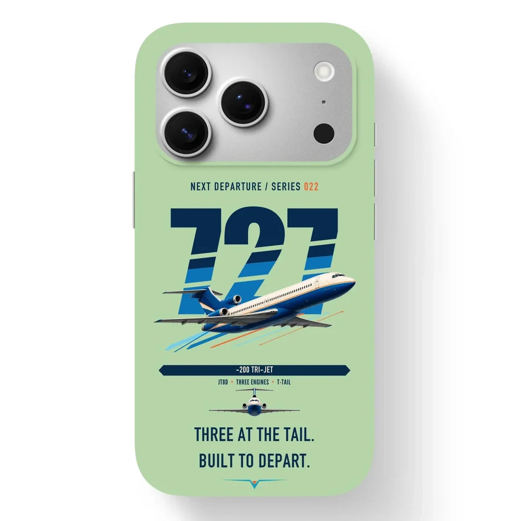 Boeing 727-200 design on light green magsafe iphone case