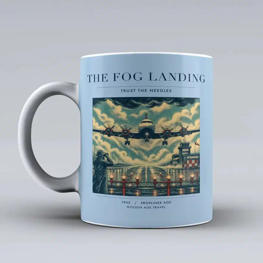 VINTAGE G4095 - The Fog Landing - Ceramic Mug design on lightblue