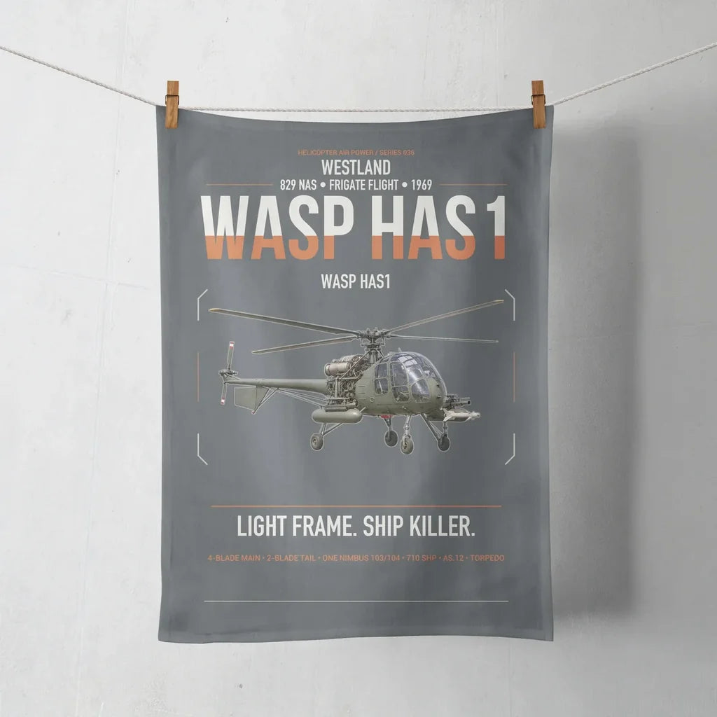 Westland Wasp HAS1 design on gray towel