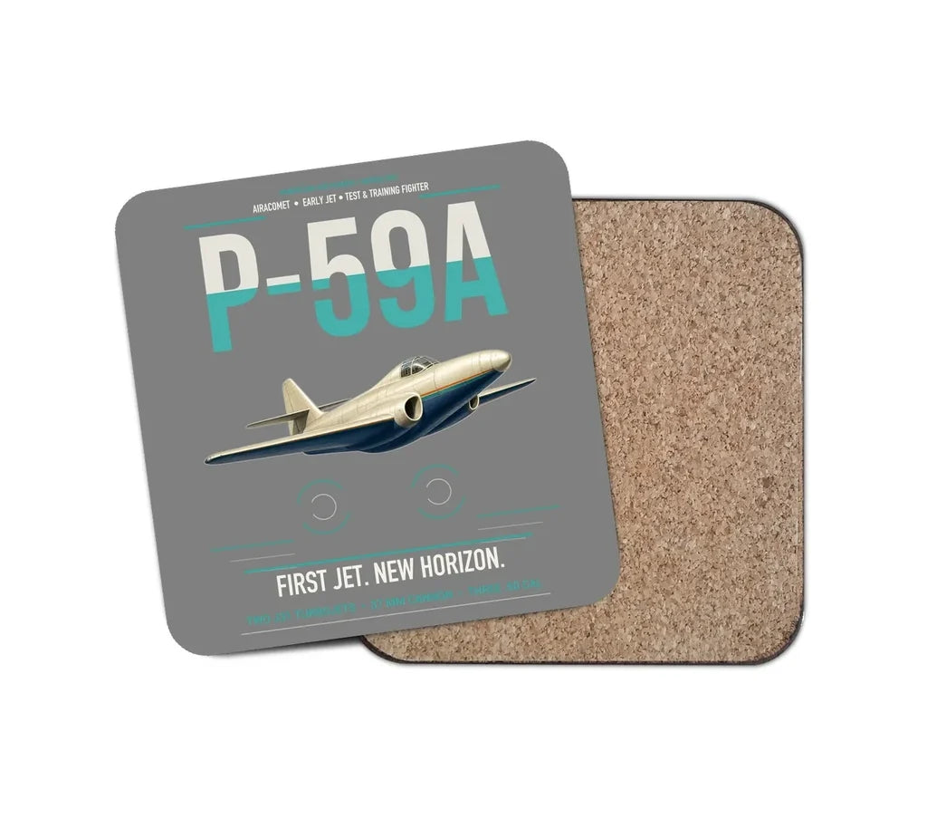 P-59A Airacomet design on gray 1 piece coaster
