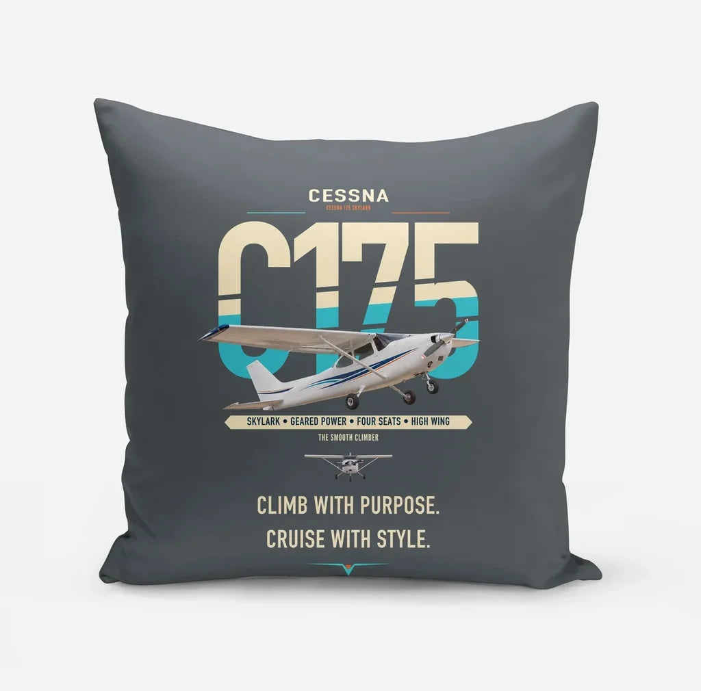 Cessna 175 Skylark design on gray pillow