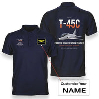 Thumbnail for T-45C Goshawk design on navy blue+name double-side polo t-shirt, double-side print