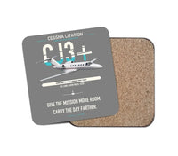 Thumbnail for Cessna Citation CJ3+ design on gray 1 piece coaster