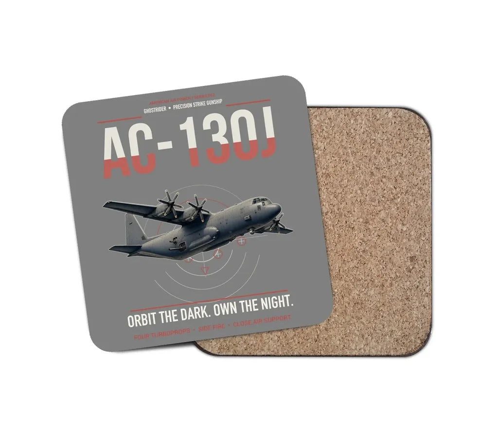 AC-130J Ghostrider design on gray 1 piece coaster