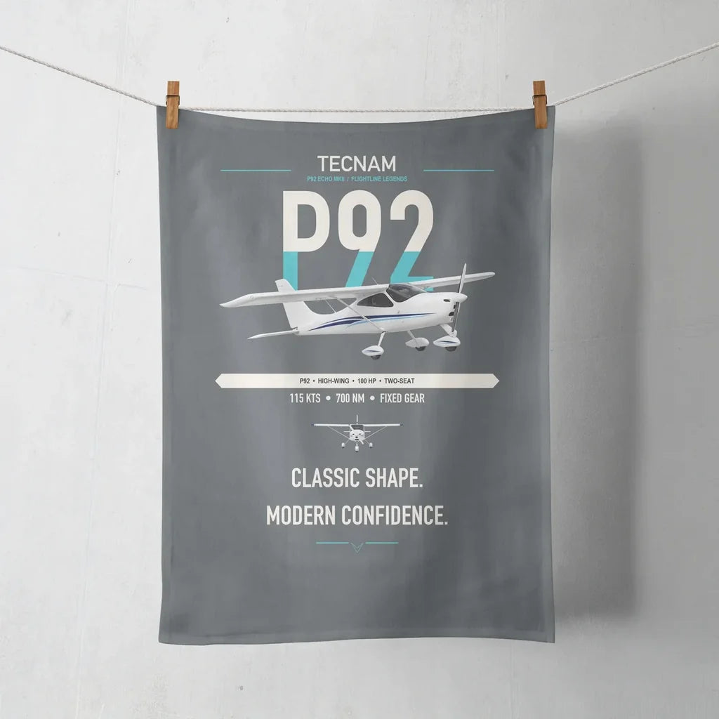 Tecnam P92 Echo MkII design on gray towel