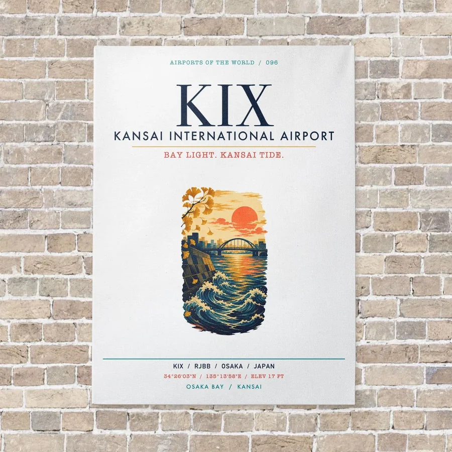Kansai International Airport Osaka KIX vertical canvas print - no frame - white background