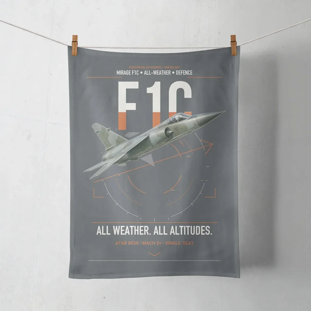 Dassault Mirage F1C design on gray towel