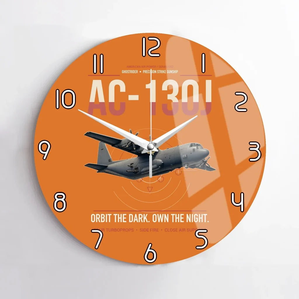 AC-130J Ghostrider design on orange no frame wall clock