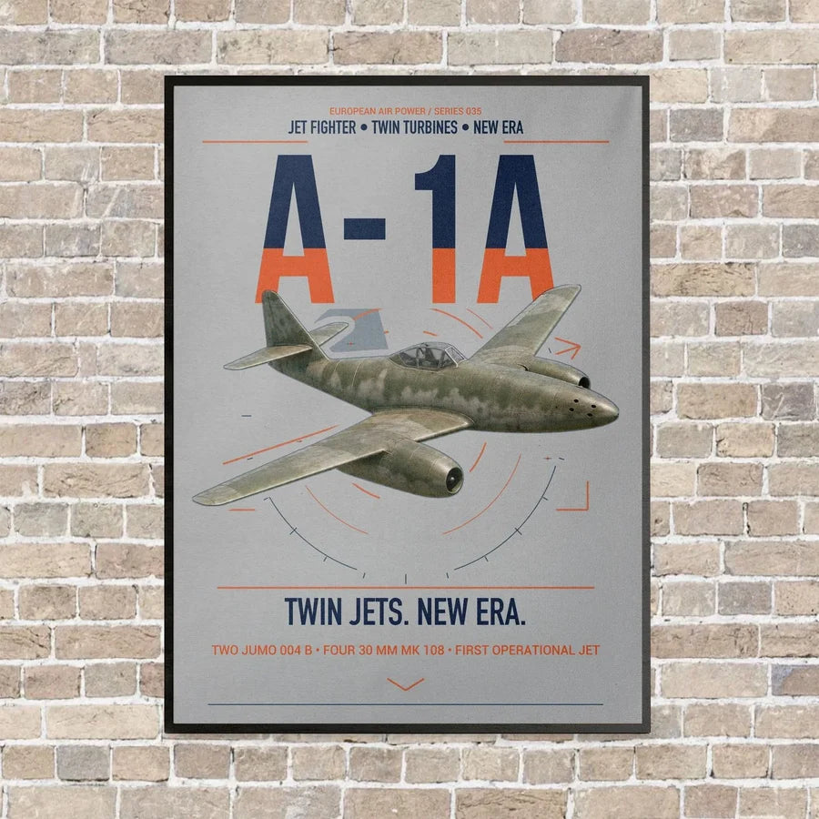 Messerschmitt Me 262A-1a vertical canvas print - framed - light gray background