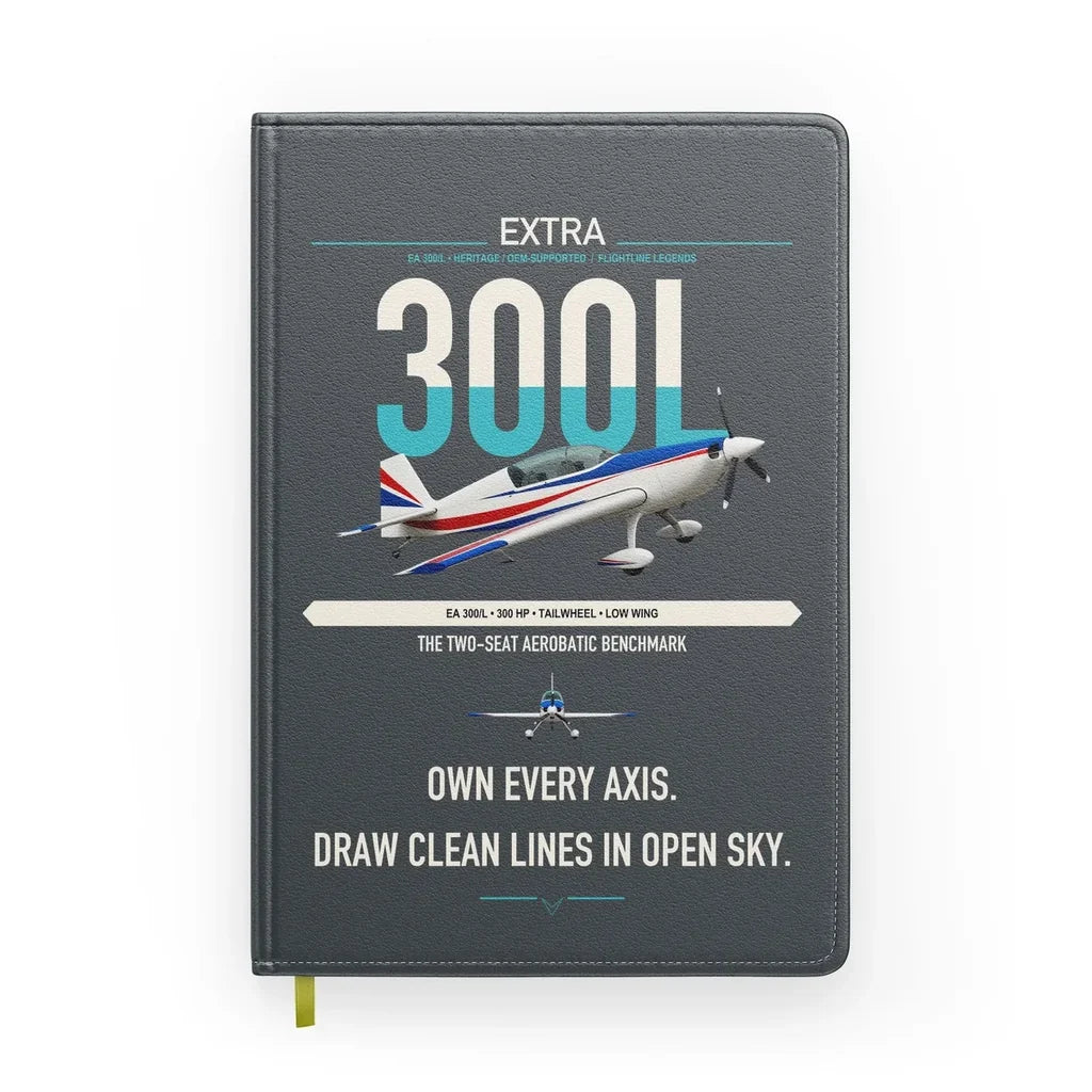 Extra 300L design on gray notebook