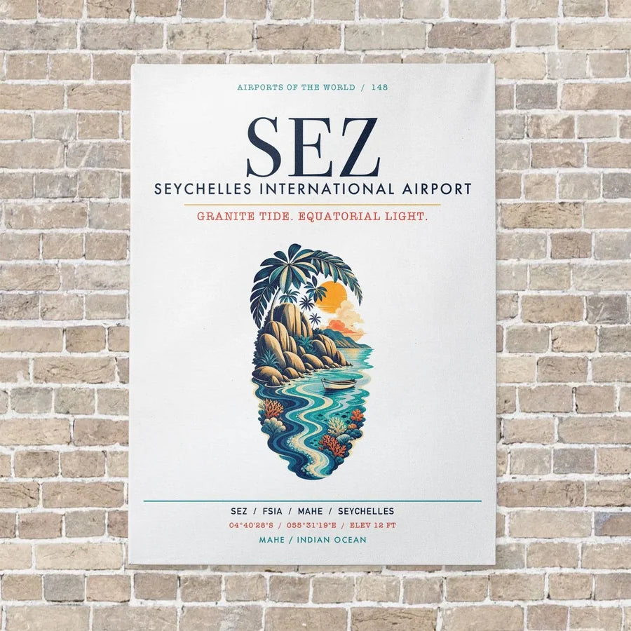 Seychelles International Airport SEZ vertical canvas print - no frame - white background