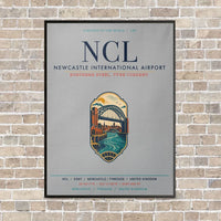 Thumbnail for Newcastle International Airport NCL vertical canvas print - framed - light gray background