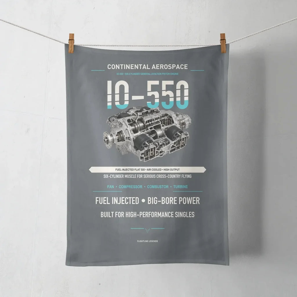 IO-550 design on gray towel