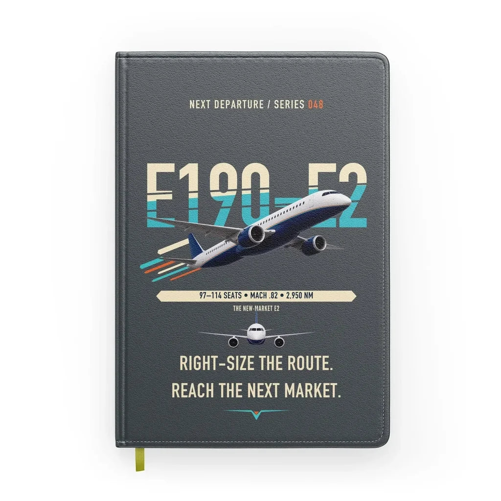 Embraer E190-E2 design on gray notebook