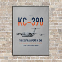 Thumbnail for Embraer KC-390 Millennium vertical canvas print - framed - light gray background