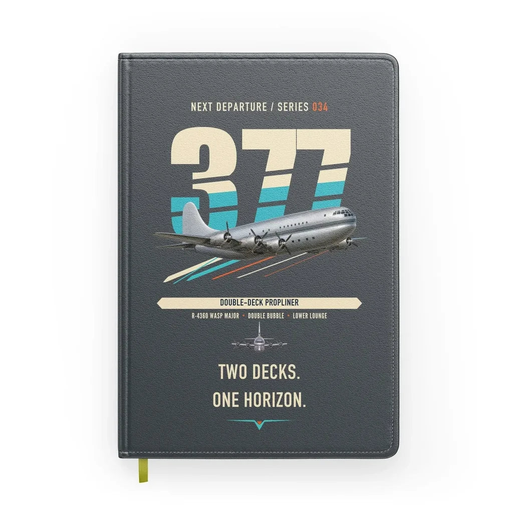 Boeing 377 Stratocruiser design on gray notebook