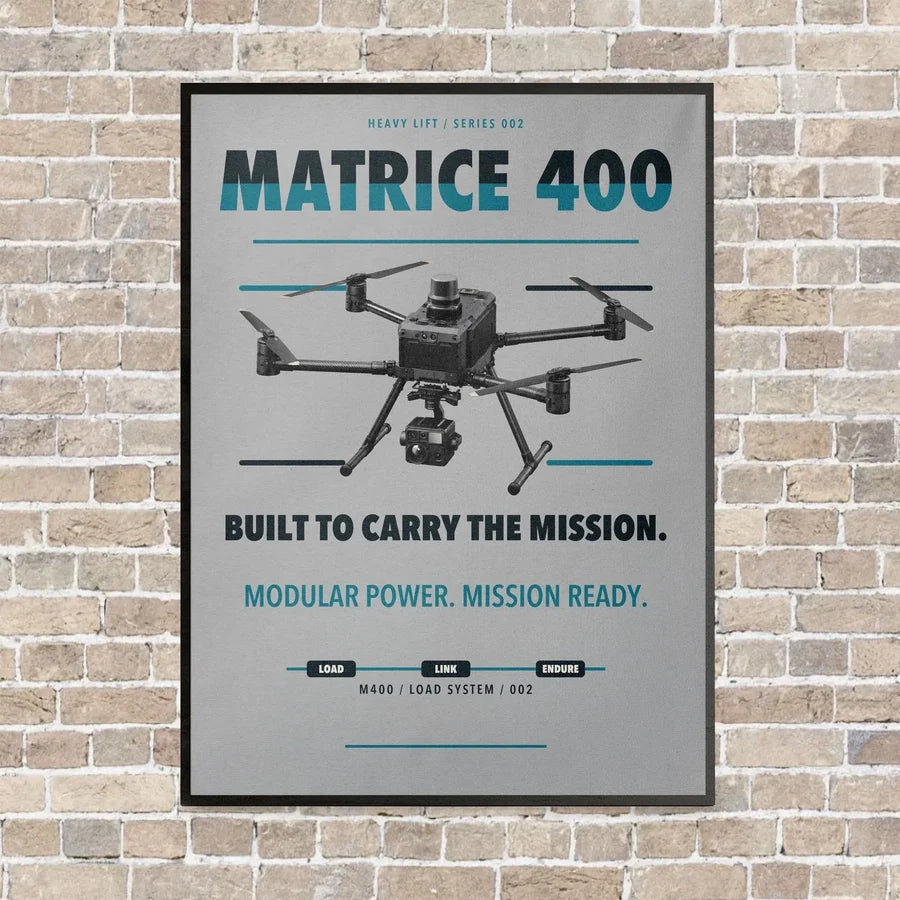 DJI Matrice 400 vertical canvas print - framed - light gray background