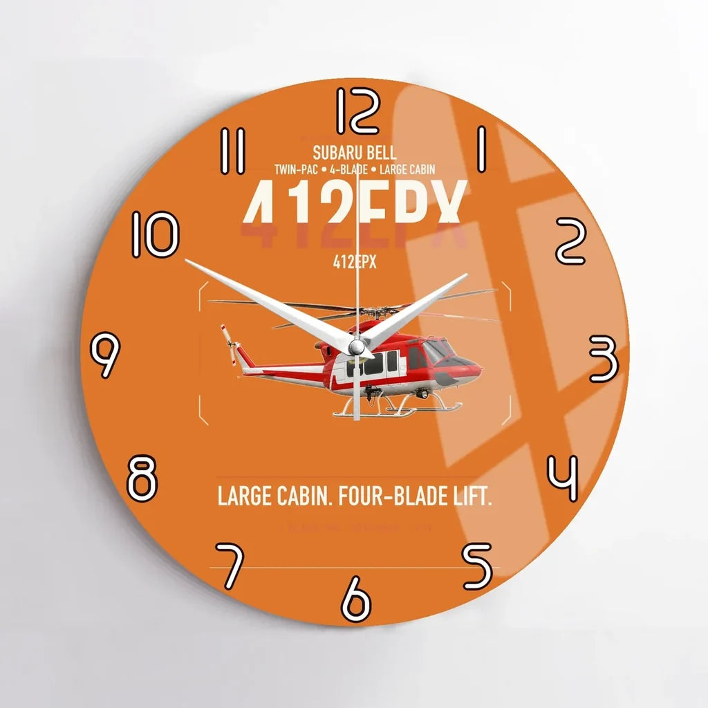 SUBARU Bell 412EPX design on orange no frame wall clock