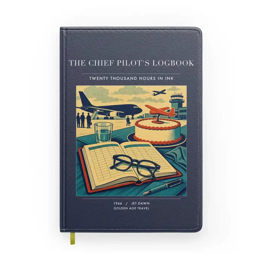 VINTAGE G4426 - The Chief Pilot's Logbook - Designed Notebooks design on navyblue