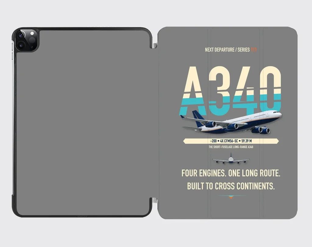 Airbus A340-200 design on gray ipad tablet case