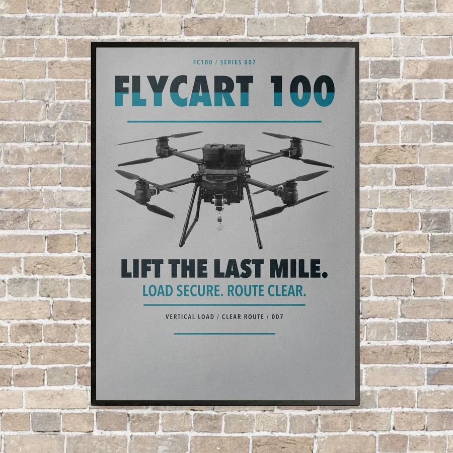DJI FlyCart 100 vertical canvas print - framed - light gray background