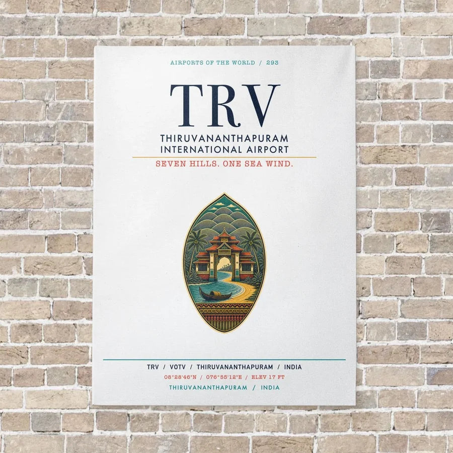 Thiruvananthapuram International Airport TRV vertical canvas print - no frame - white background