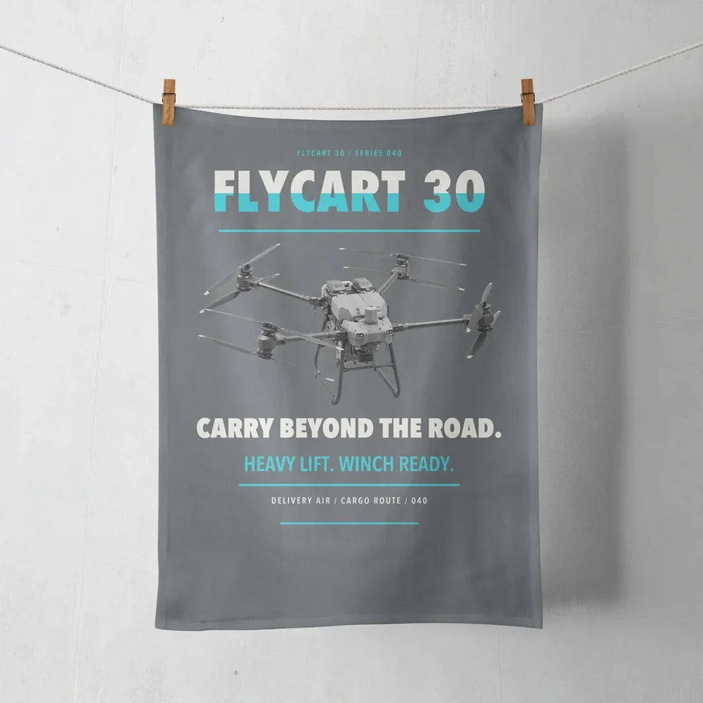 DJI FlyCart 30 design on gray towel