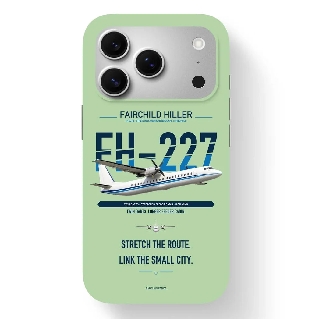 Fairchild Hiller FH-227B Case design on light green iphone case
