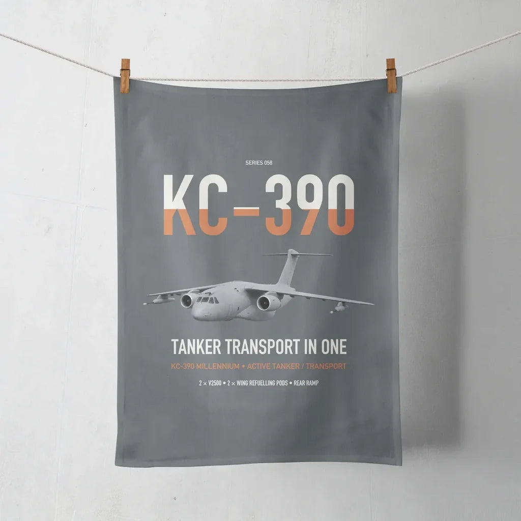Embraer KC-390 Millennium design on gray towel
