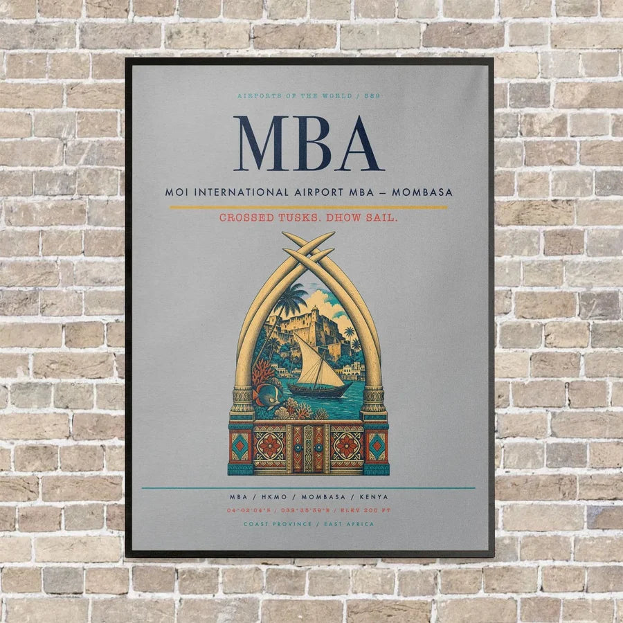 Moi International Airport MBA — Mombasa vertical canvas print - framed - light gray background