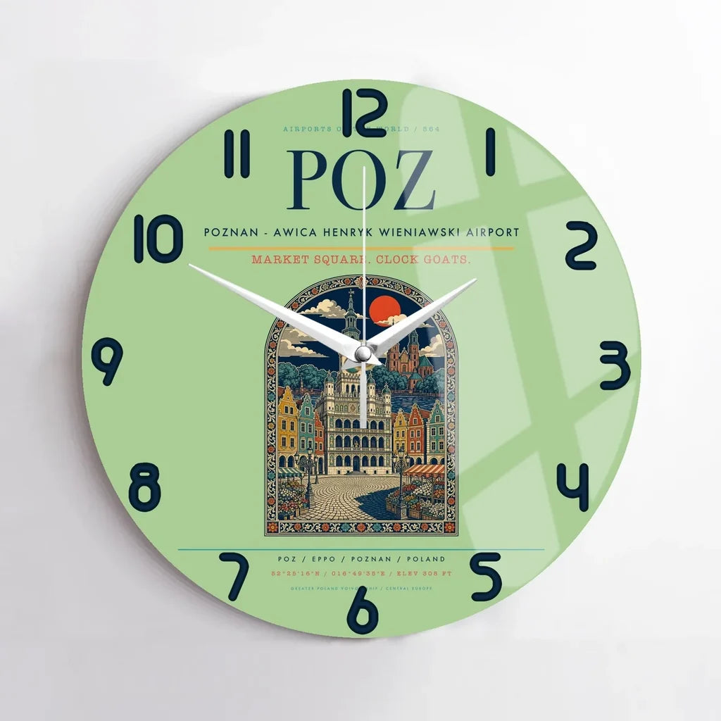 Poznan - awica Henryk Wieniawski Airport POZ Wall-Clock No-Frame - Light Green