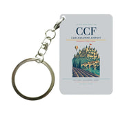 Thumbnail for Carcassonne Airport (CCF) design on light gray key chain