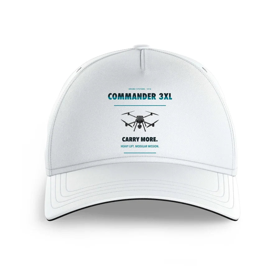 Draganfly Commander 3XL design on white printed hat