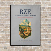 Thumbnail for Rzeszów-Jasionka Airport RZE vertical canvas print - framed - light gray background