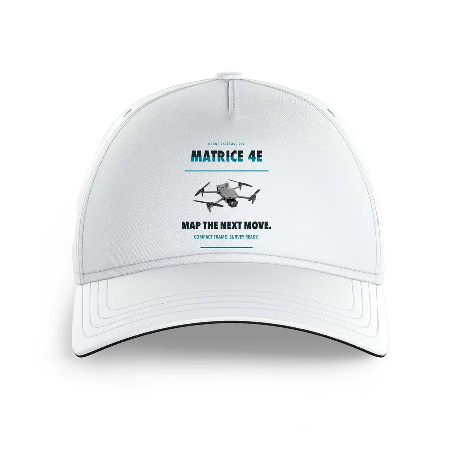 DJI Matrice 4E design on white printed hat
