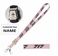 Thumbnail for Boeing 717 Flat Text seat belt lanyard - pink with name