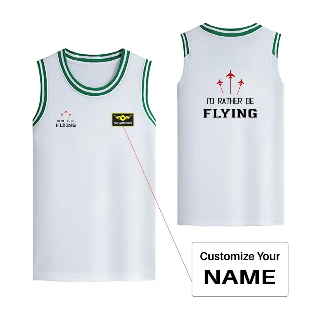 I'D Rather Be Flying Designed Basketball Style Sports Tank Tops - view 11