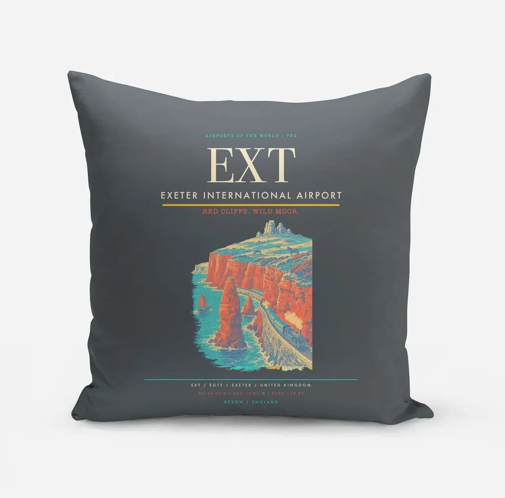 Exeter International Airport (EXT) design on gray pillow