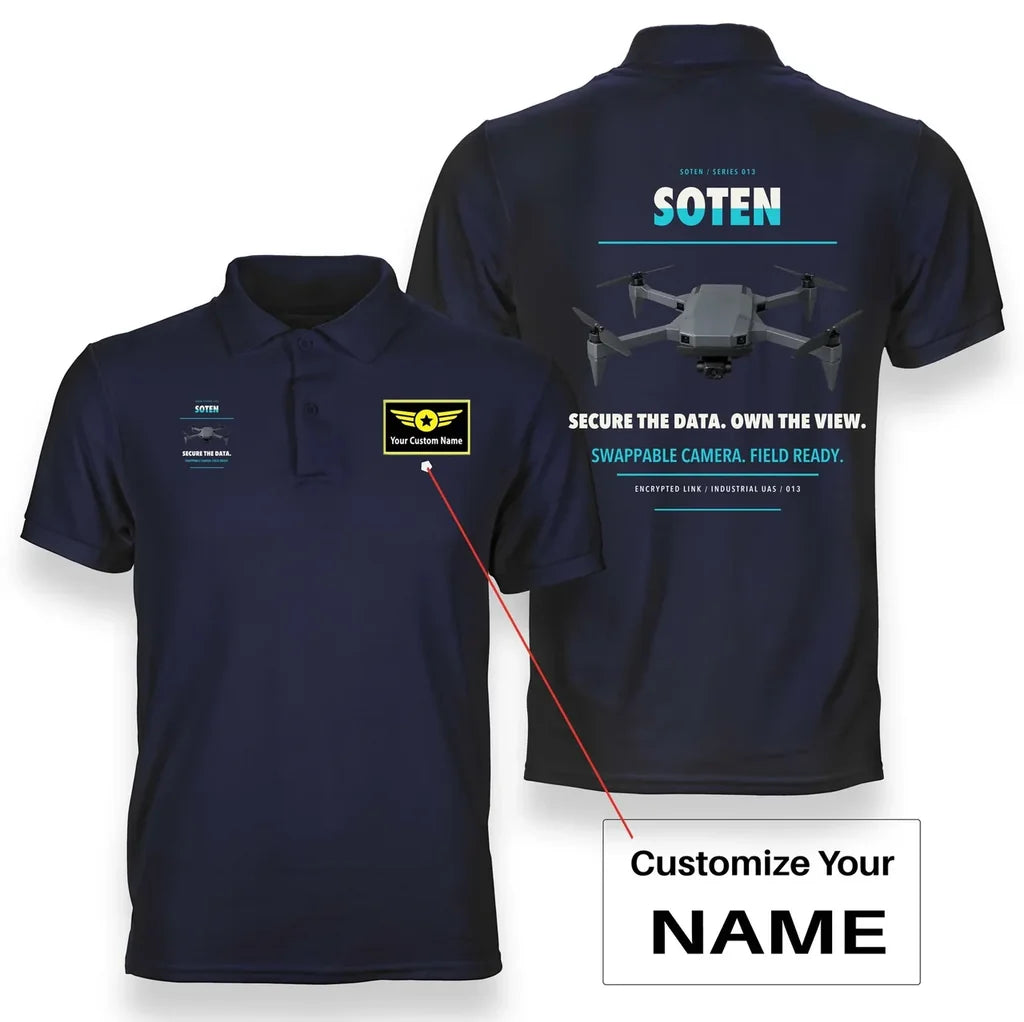 ACSL SOTEN design on navy blue polo with custom name badge