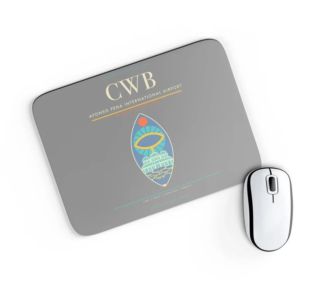 Afonso Pena International Airport (CWB) design on gray rectangle mouse pad