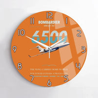 Thumbnail for Bombardier Global 6500 design on orange no frame wall clock