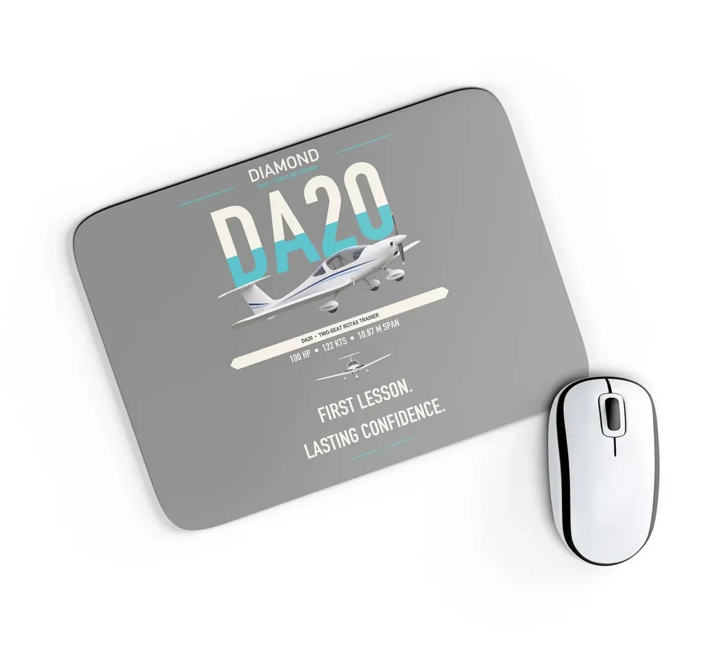 Diamond DA20 design on gray rectangle mouse pad