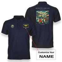 Thumbnail for VINTAGE G4130 - The Winter Games Lift - Double-Side Polo T-Shirt design on navyblue+name