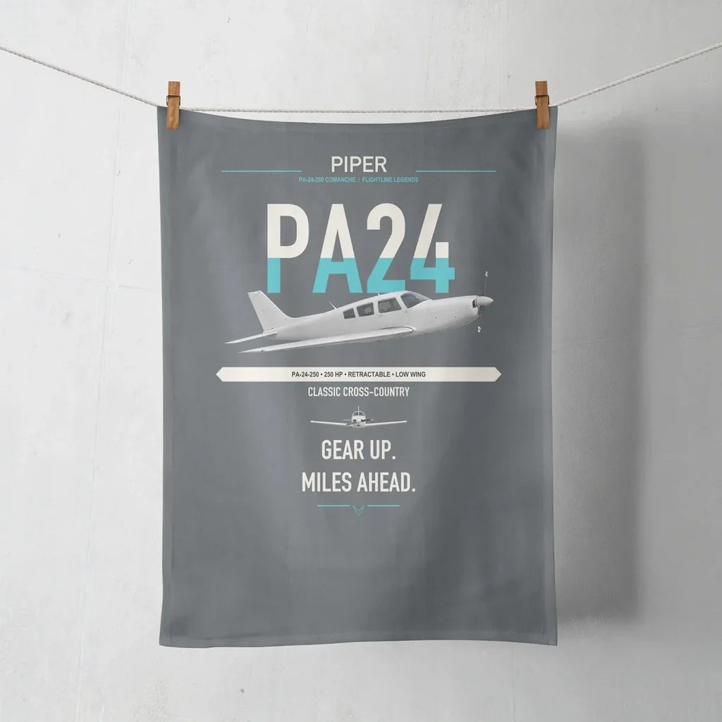 Piper PA-24-250 Comanche 250 design on gray towel