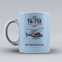Thumbnail for Leonardo TH-73A Thrasher design on light blue ceramic mug, double-side print